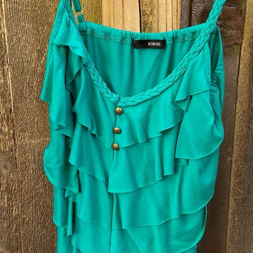 Green Ruffle Top size M - Picture 3 of 4